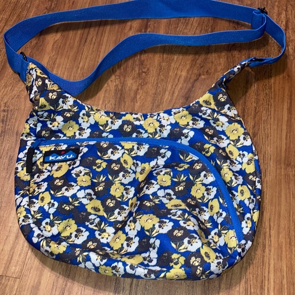 Kavu Bags Kavu Crossbody Satchel Royal Blue Gold Colors With